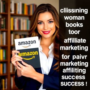 A stunning woman promoting top High-Paying Affiliate Programs for Amazon Books.