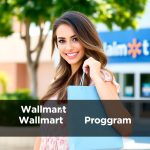Beautiful woman with long wavy hair holding a Walmart shopping bag, promoting the Walmart Affiliate Program tools in a sunny outdoor setting.