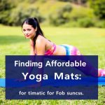 "Beautiful woman practicing yoga on a blue mat in a park, showcasing affordable yoga solutions from join profitable programs to help yoga mats."
