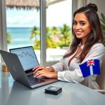 Beautiful woman trading online using the best platforms in El Salvador, Australia, and Panama in 2025 — showcasing success, low fees, and smart investing.