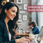 A beautiful woman happily working on her laptop, illustrating the concept of making money with microtasks jobs.